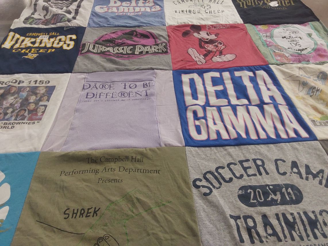 T-shirt quilt featuring campbell hall vikings by Alexis from CA