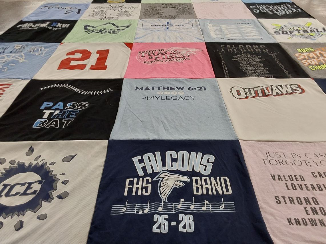 T-shirt quilt from falcon high school by Natalie from NE