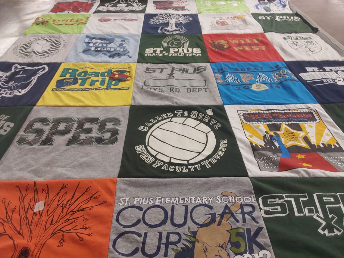 T-shirt quilt featuring st. pius wild team by Dawn from LA