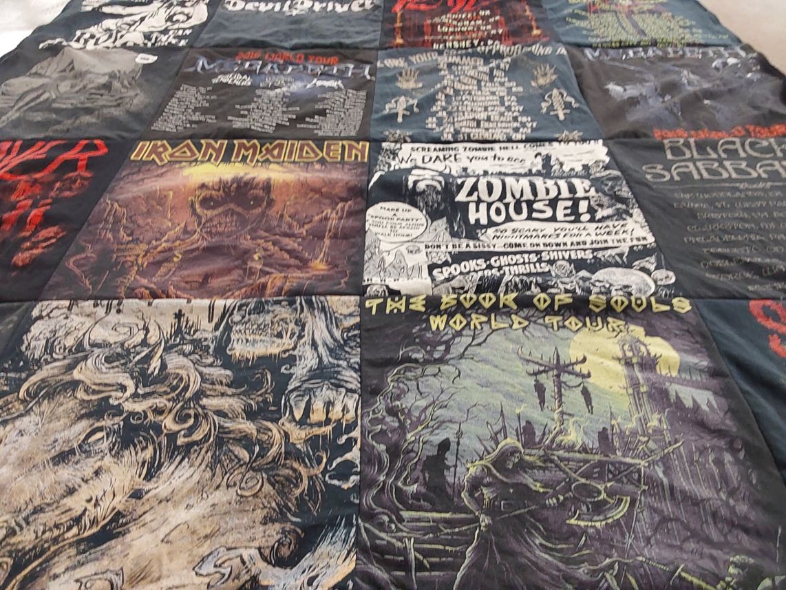 T-shirt quilt with heavy metal, music themes by Joe from MI
