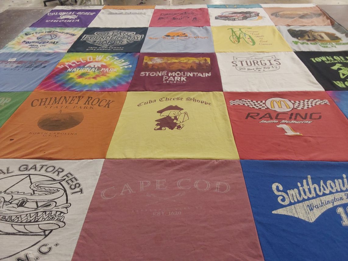 T-shirt quilt with travel, national parks themes by Carol from NC