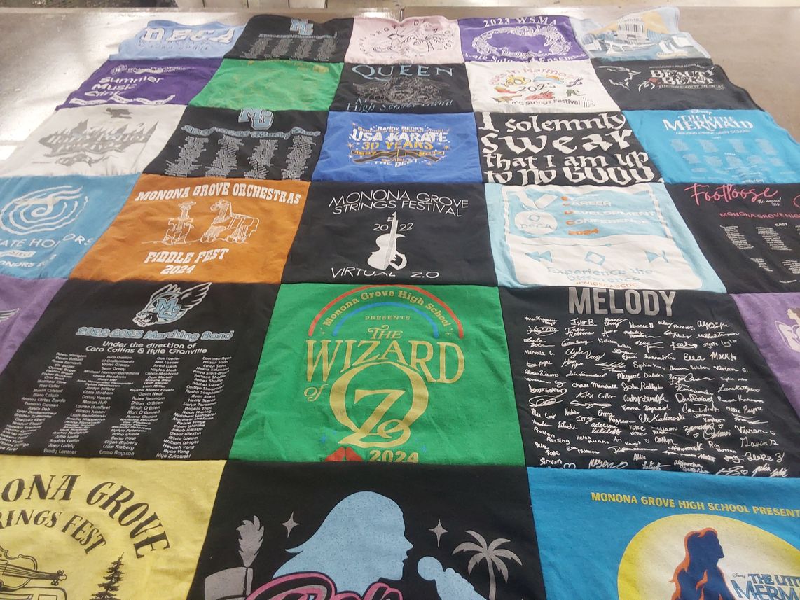 T-shirt quilt from monona grove high school by Becky from WI