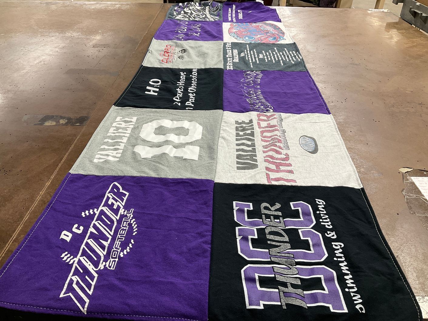 T-shirt quilt featuring dc thunder softball by Kaydee from CA