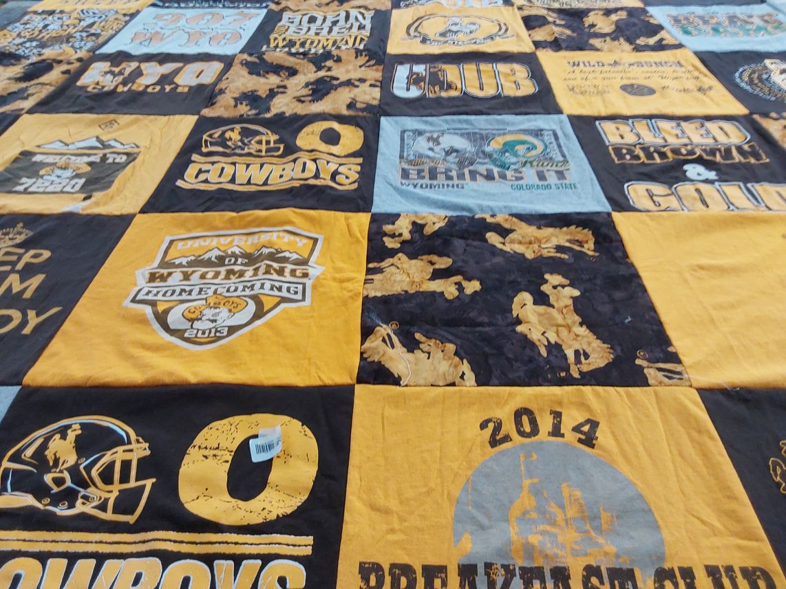 T-shirt quilt featuring university of wyoming cowboys by Elise from WY