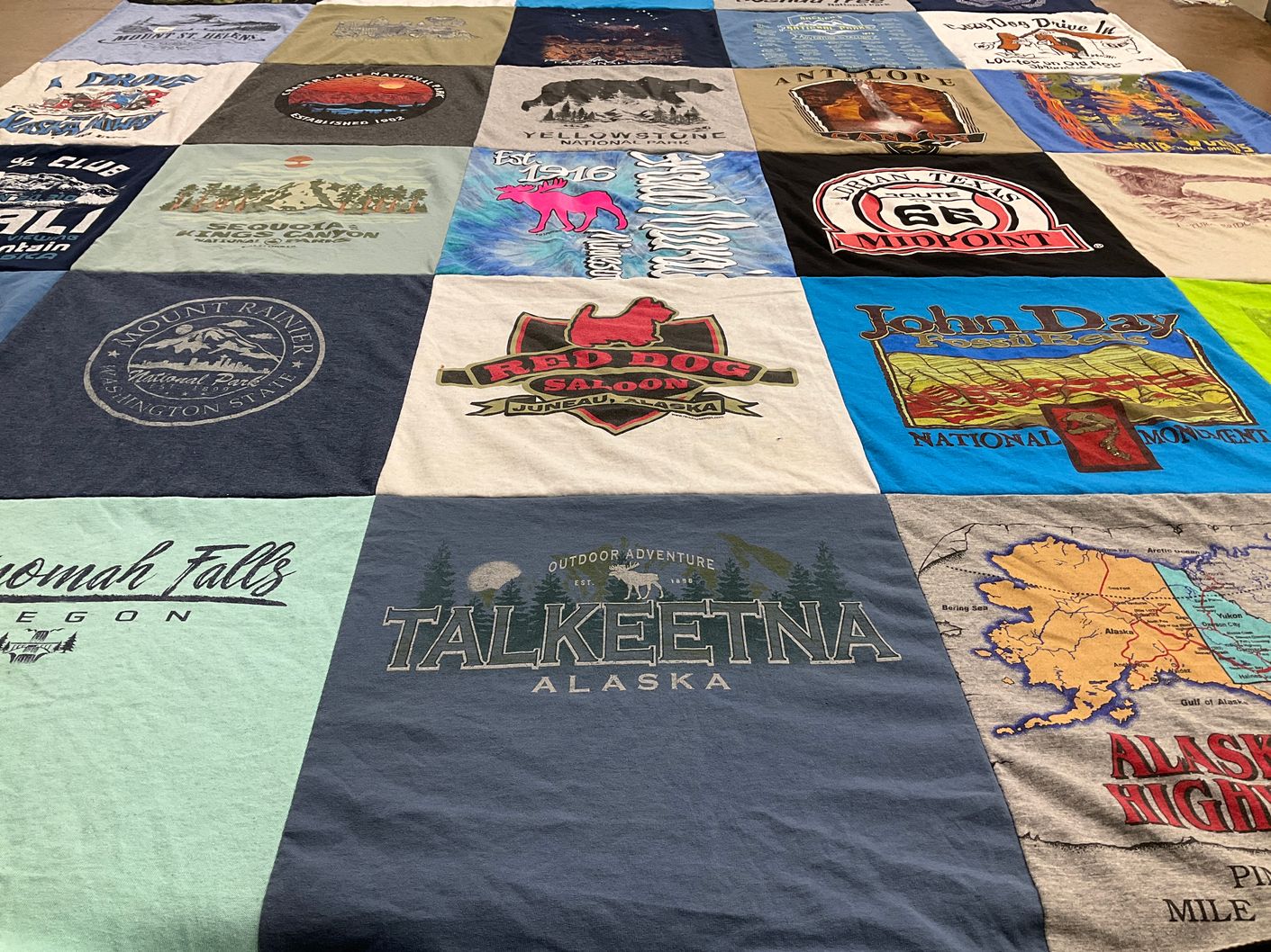 T-shirt quilt with outdoor adventure, national parks themes by Renee' from KS