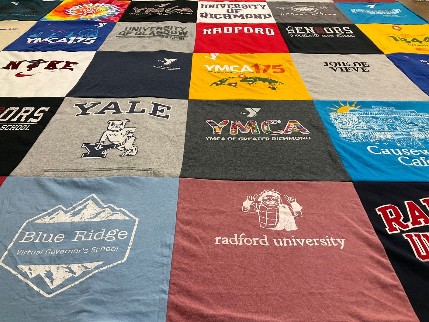 T-shirt quilt from yale university, radford university by Rebecca from VA