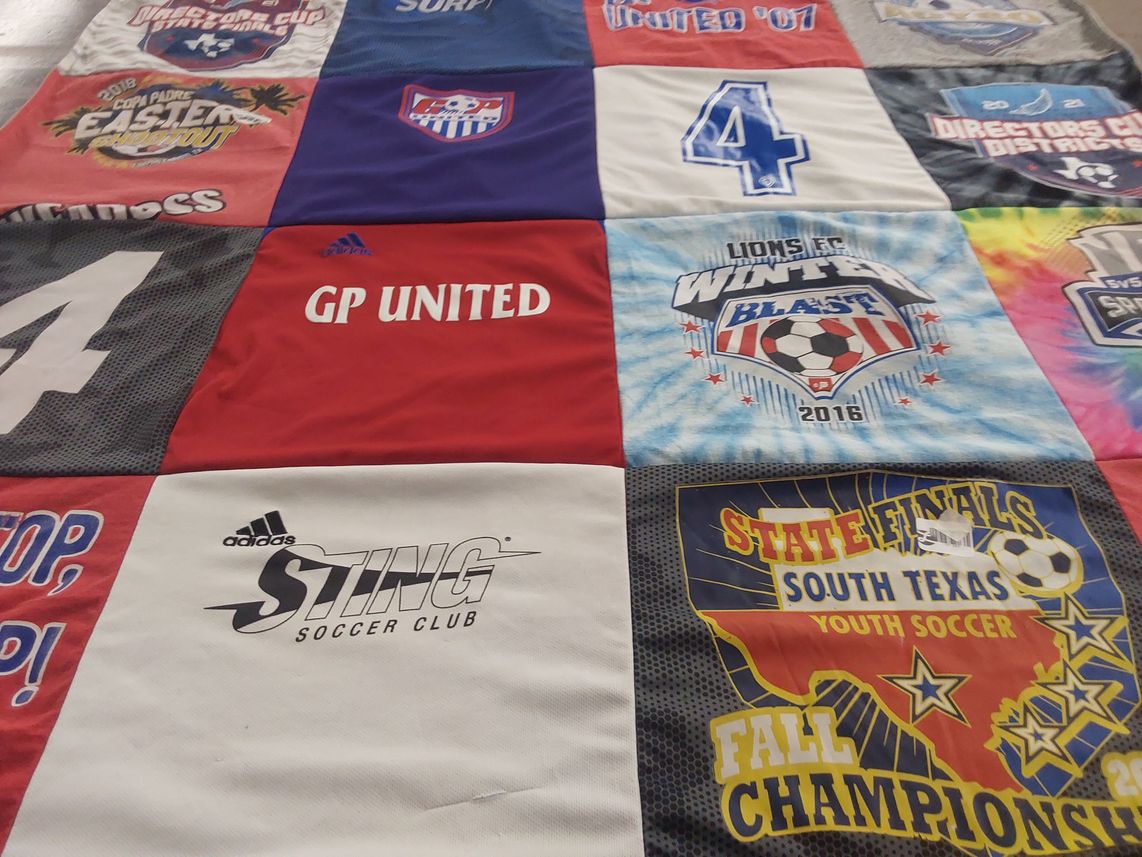 T-shirt quilt featuring gp united, lions fc by Michelle from TX