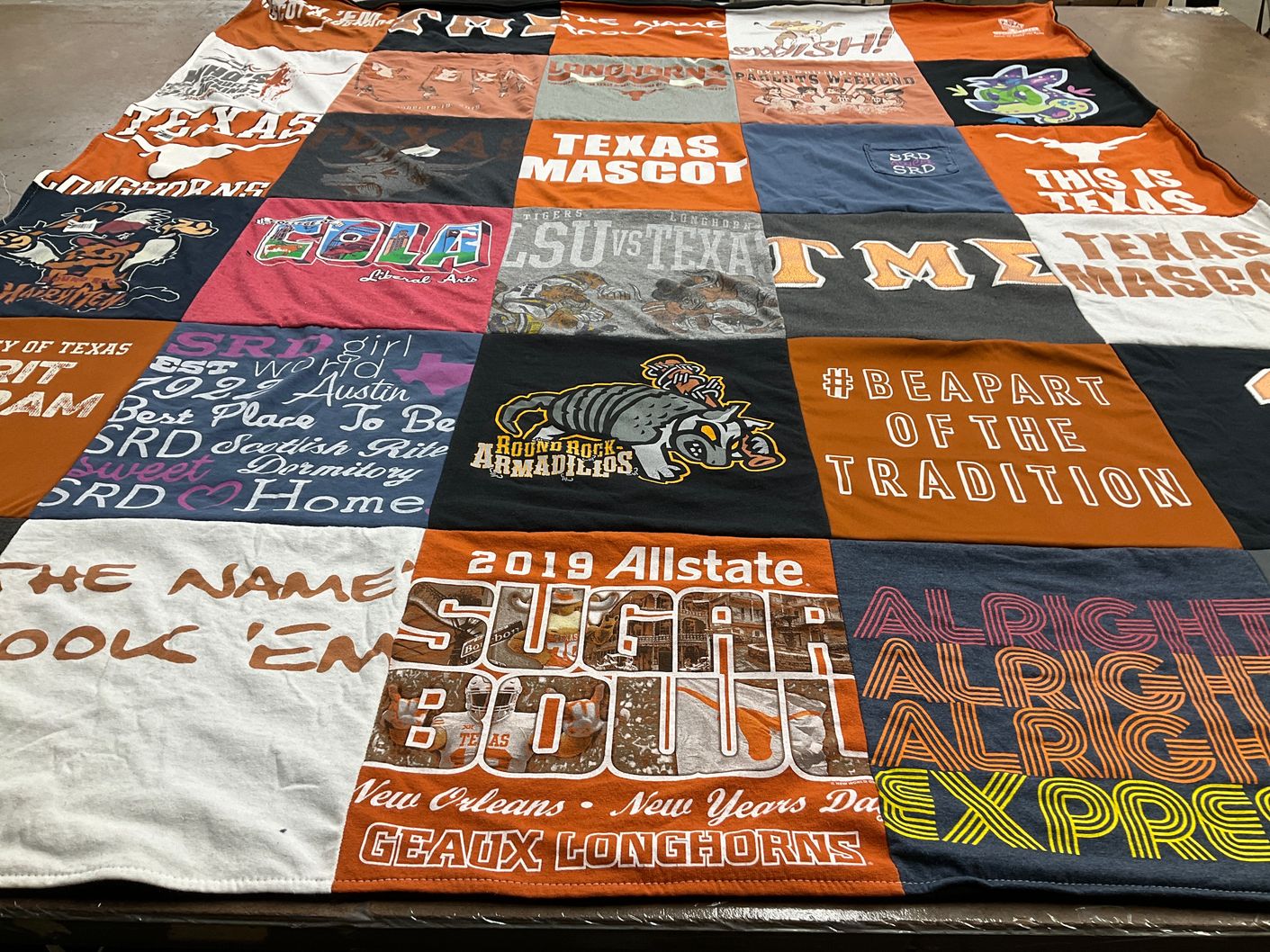 T-shirt quilt featuring texas longhorns by Hannah from WI