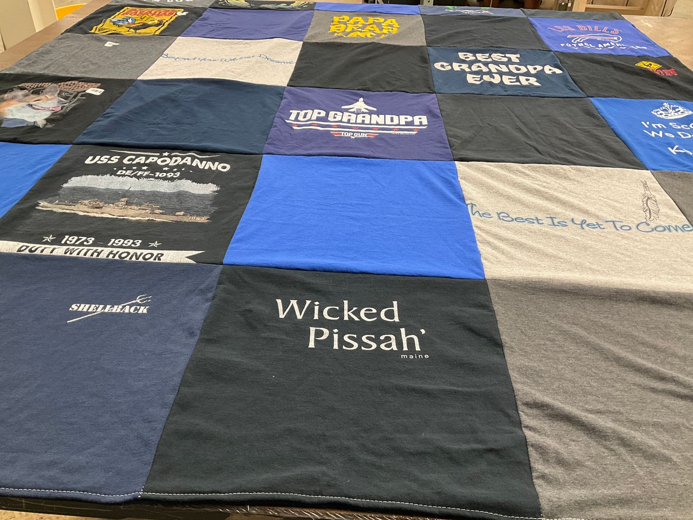 T-shirt quilt with military, family themes by Marilyn from NY