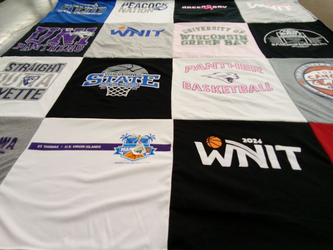 T-shirt quilt featuring panthers by Ellie from IA