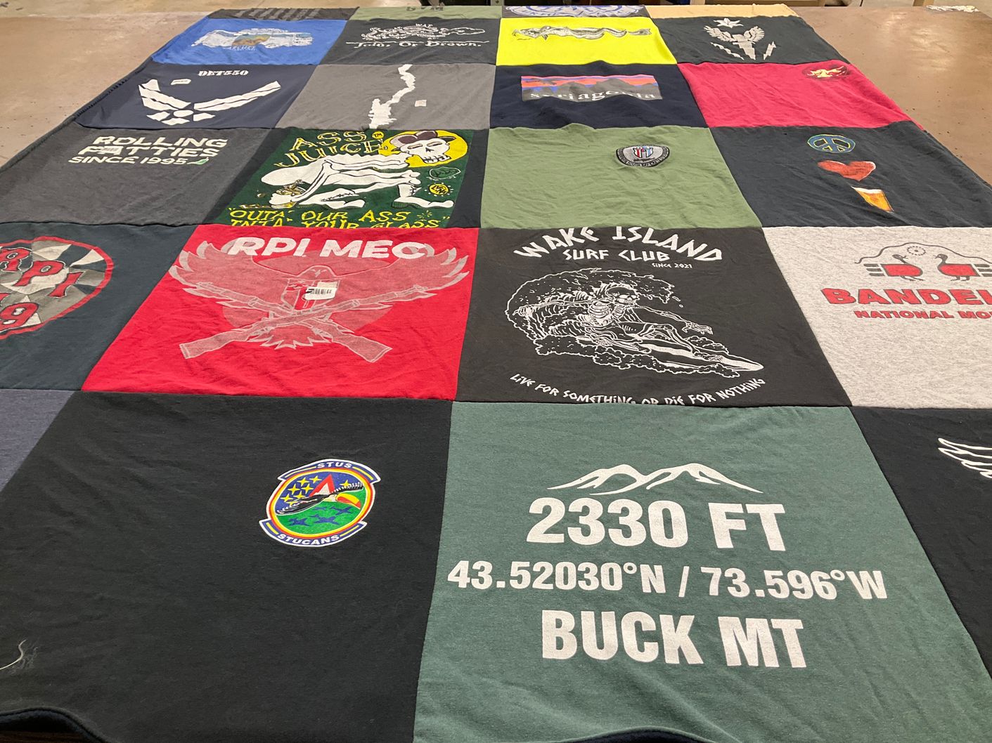 T-shirt quilt from rensselaer polytechnic institute, wake island surf club by Paul from NM