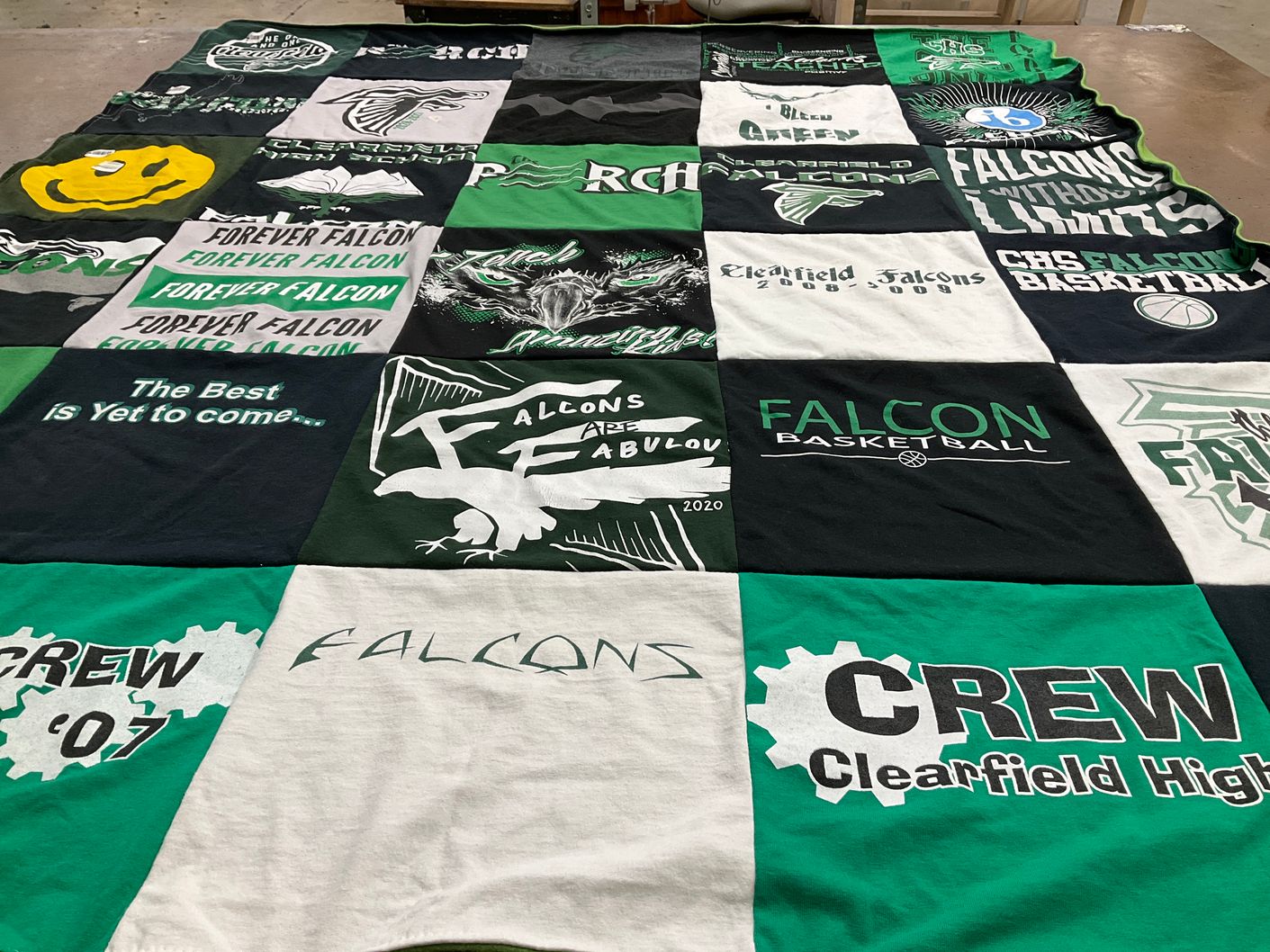 T-shirt quilt featuring clearfield falcons basketball by Ashley from UT