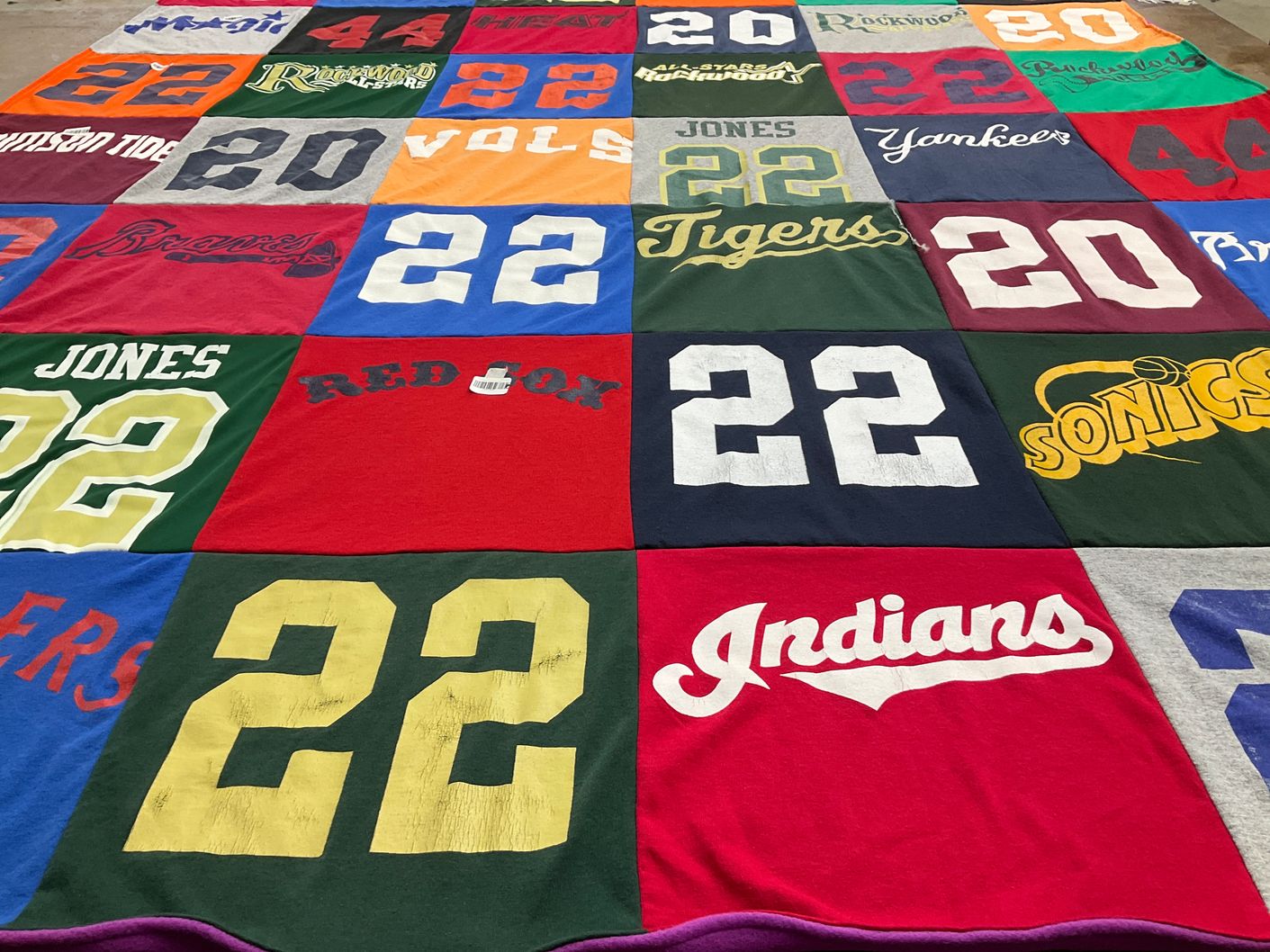 T-shirt quilt featuring yankees, indians by Eric from TN