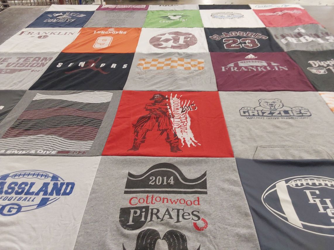 T-shirt quilt featuring franklin high school football, cottonwood pirates by BRAD from TN