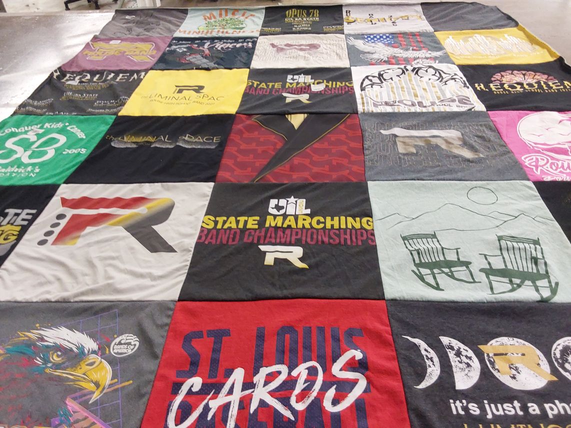 T-shirt quilt with marching band themes by James from TX