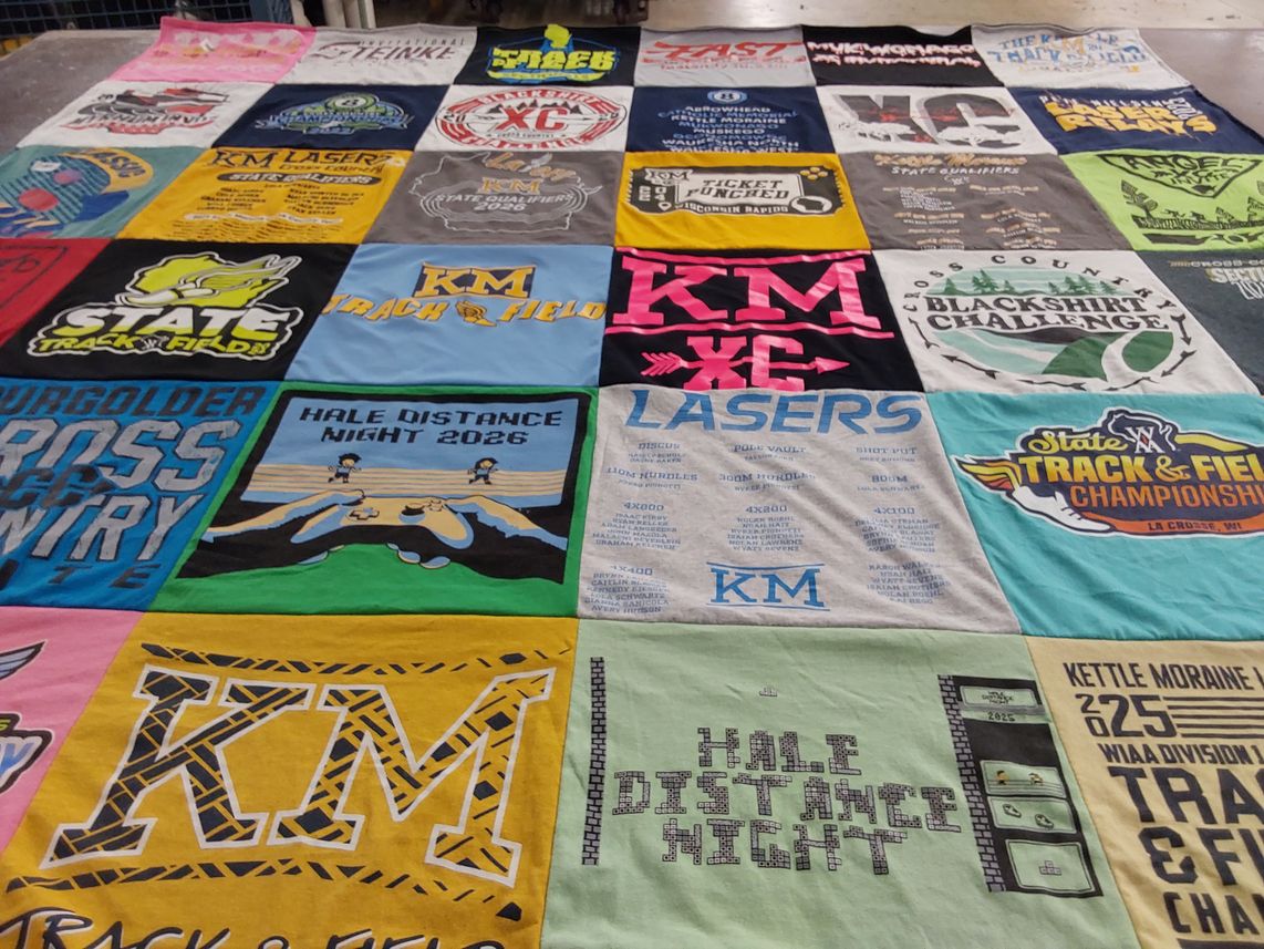 T-shirt quilt from kettle moraine high school by Jaime from WI