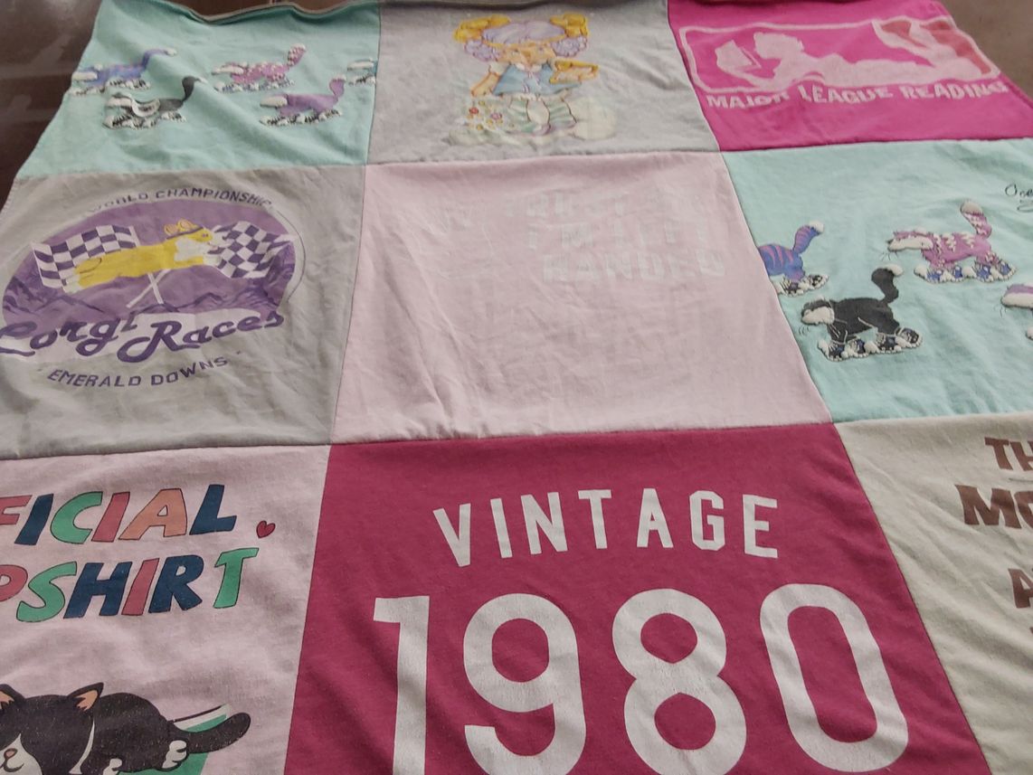 T-shirt quilt with skating, animal races themes by Caron from WA