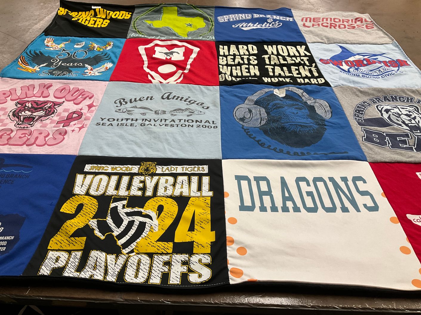 T-shirt quilt featuring spring woods lady tigers by olivia from TX