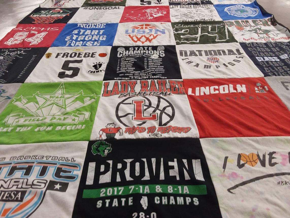 T-shirt quilt featuring lady railers basketball, railers basketball by Jane from IL