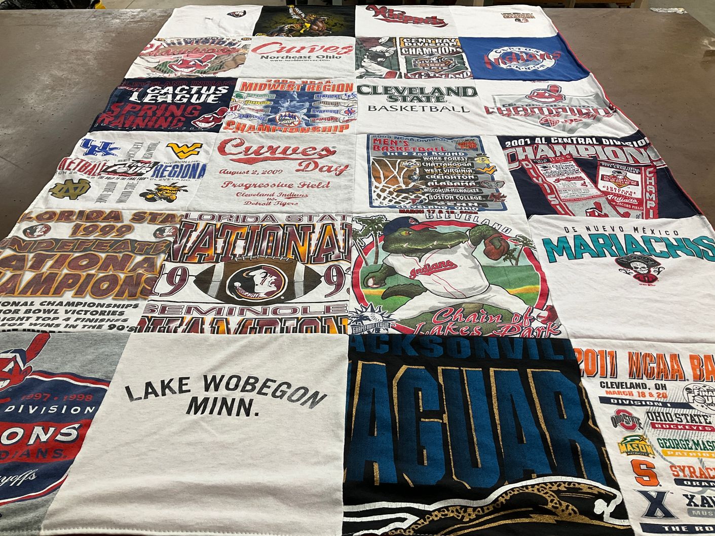 T-shirt quilt featuring jacksonville jaguars, cleveland indians by Nancy from OH