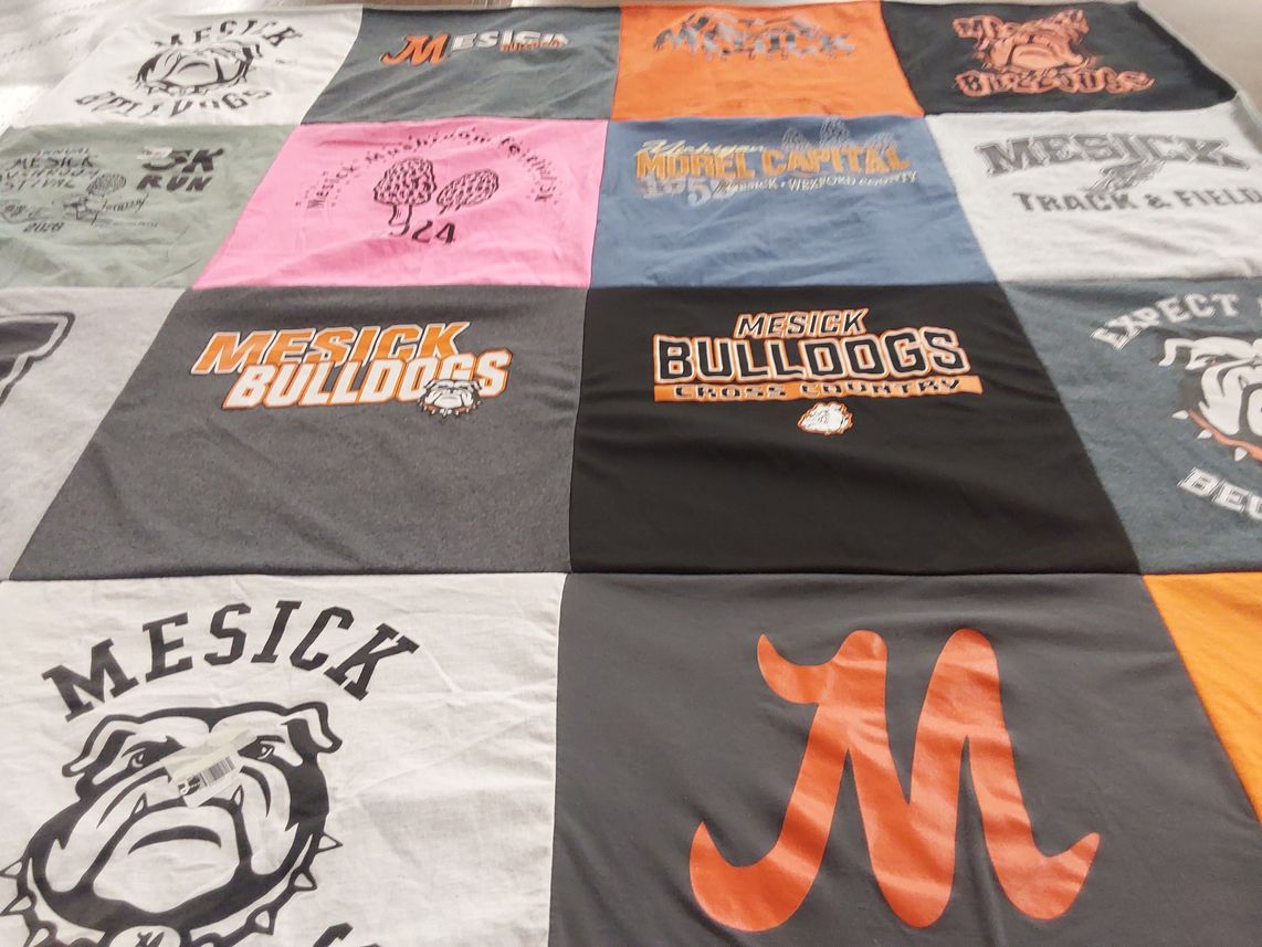 T-shirt quilt featuring mesick bulldogs cross country by amber from MI