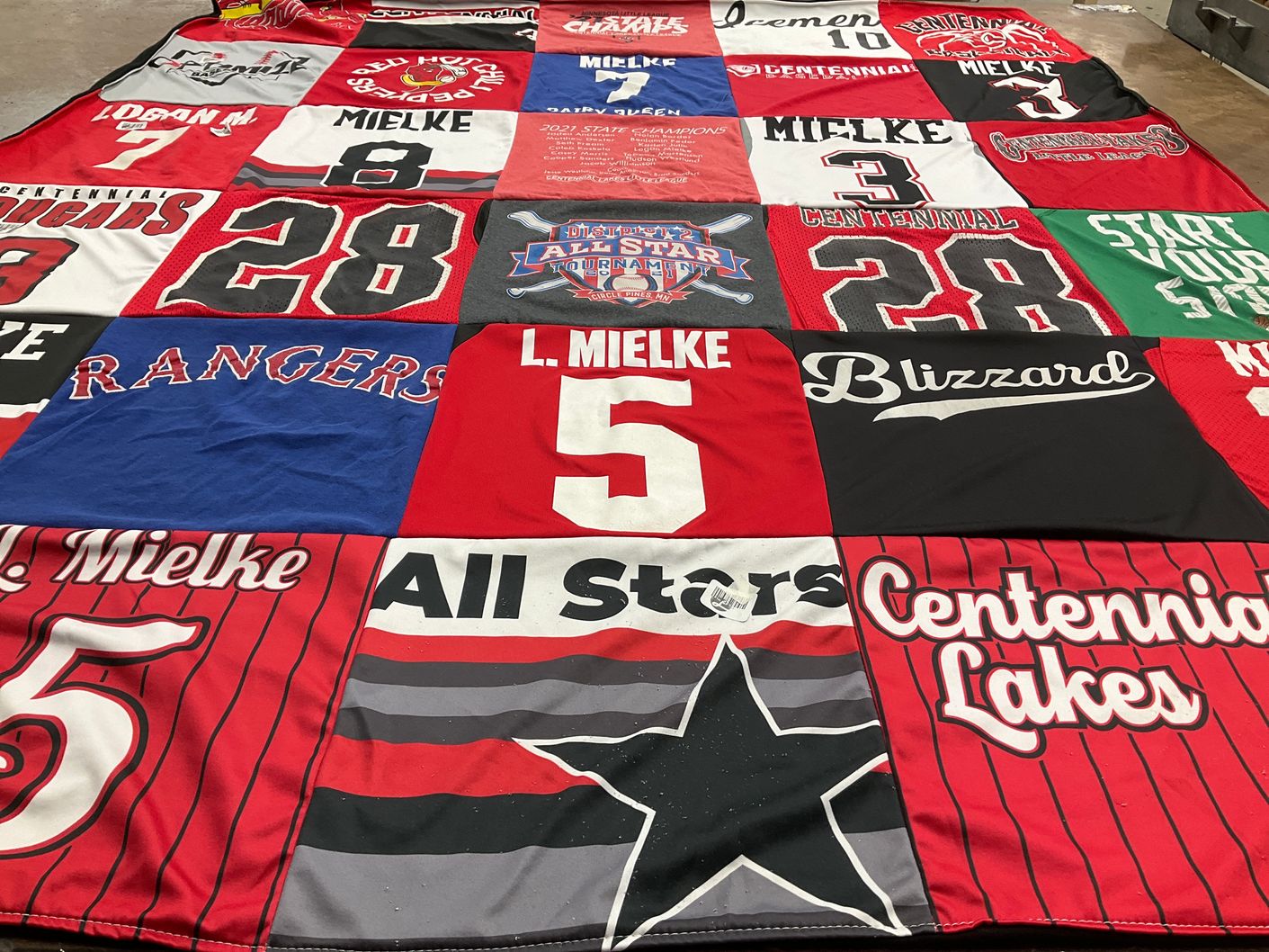 T-shirt quilt from centennial college by Nicolle from MN