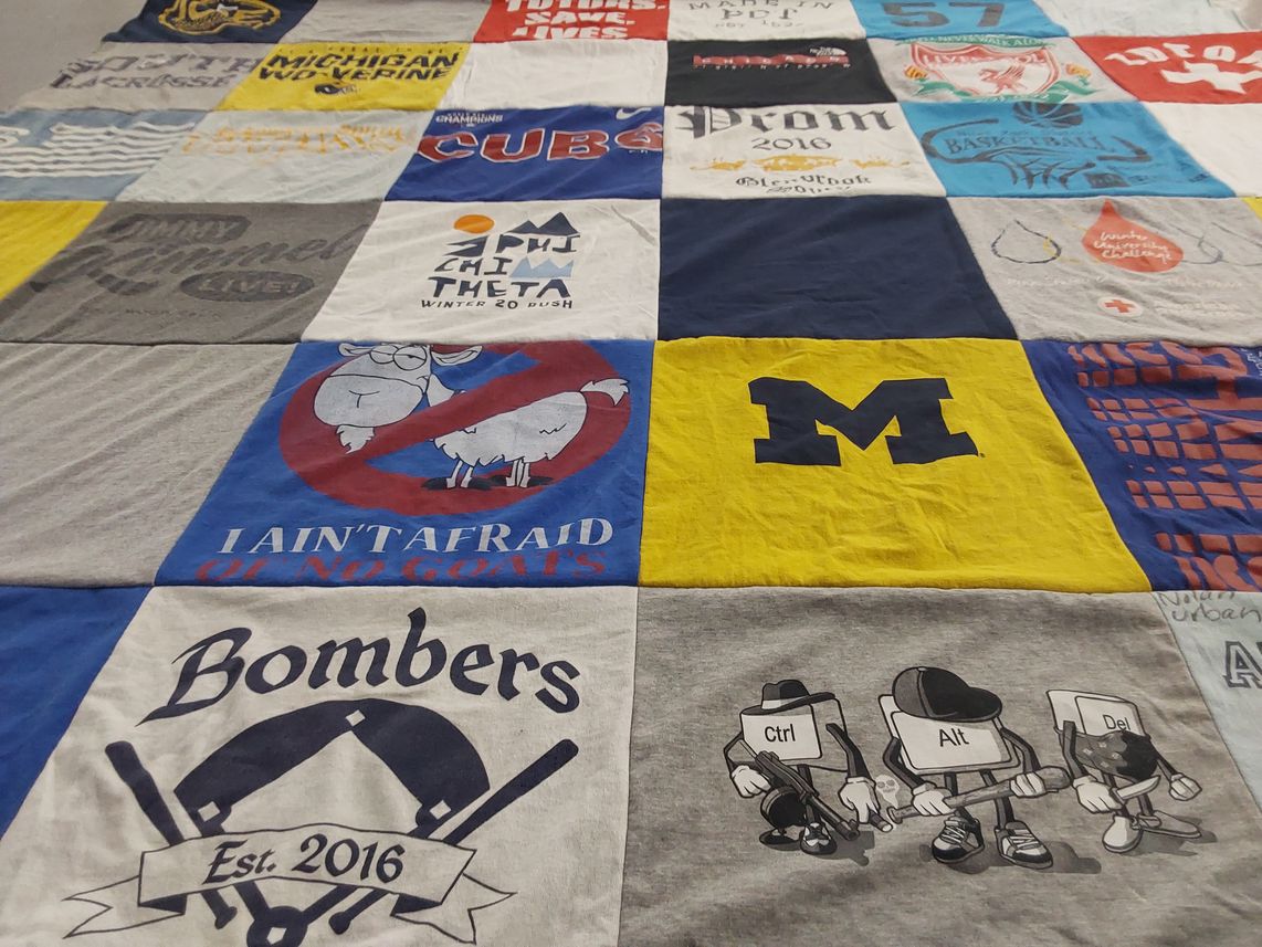 T-shirt quilt from university of michigan by Olga from IL