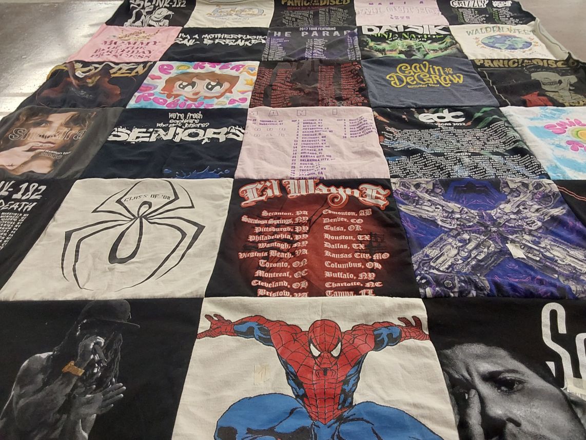 T-shirt quilt with music, concerts themes by Ashlyn from ID