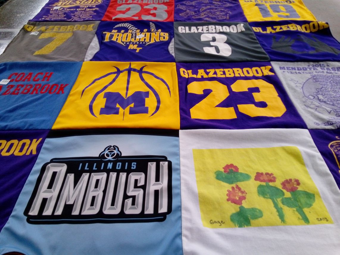 T-shirt quilt featuring glazebrook trojans by Laura from IL