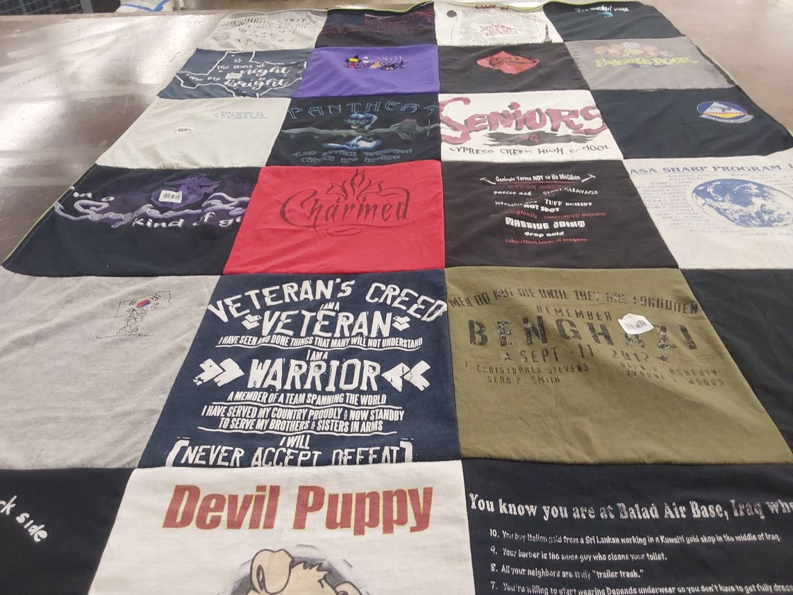 T-shirt quilt from cypress creek high school by Tracy from TX