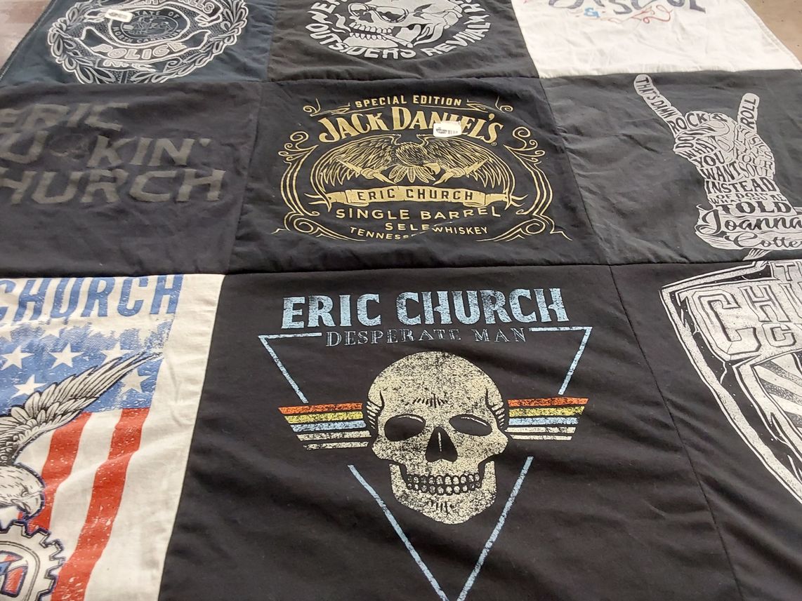 T-shirt quilt with country music, music themes by Katherine from KY