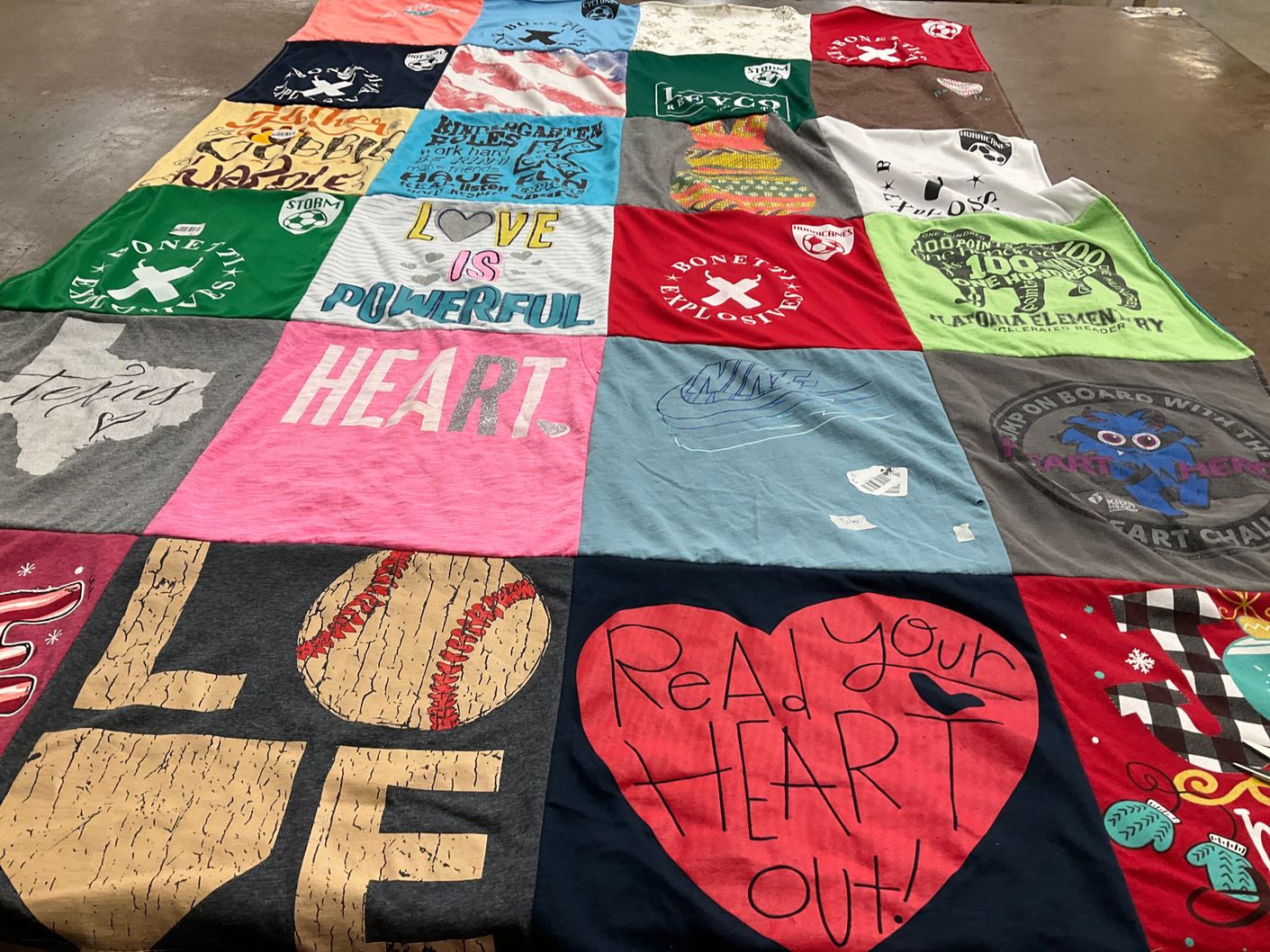 T-shirt quilt with community, love themes by Mandy from TX