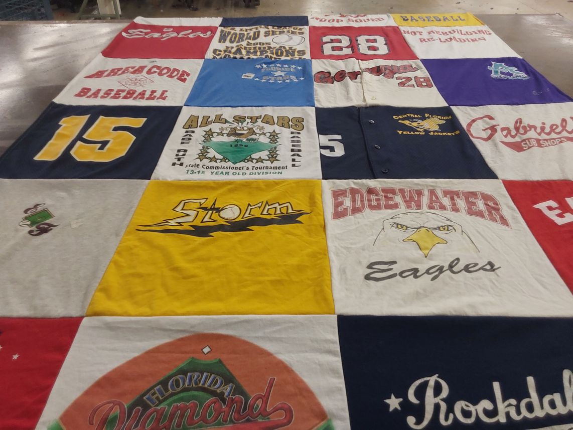 T-shirt quilt featuring edgewater eagles, central florida yellow jackets by Mildted from FL