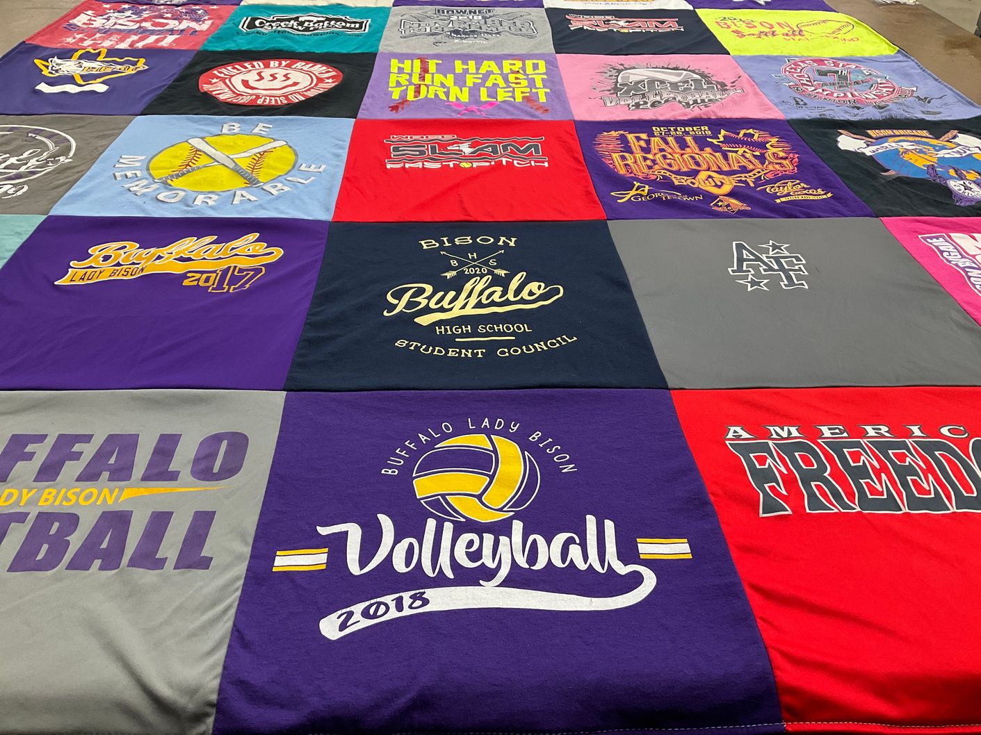 T-shirt quilt featuring buffalo lady bison by Sherrie from TX