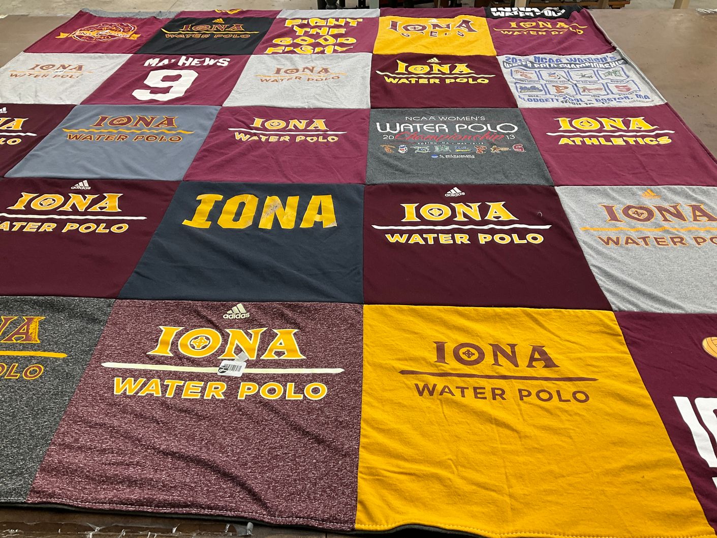T-shirt quilt from iona college by Rebecca from NY