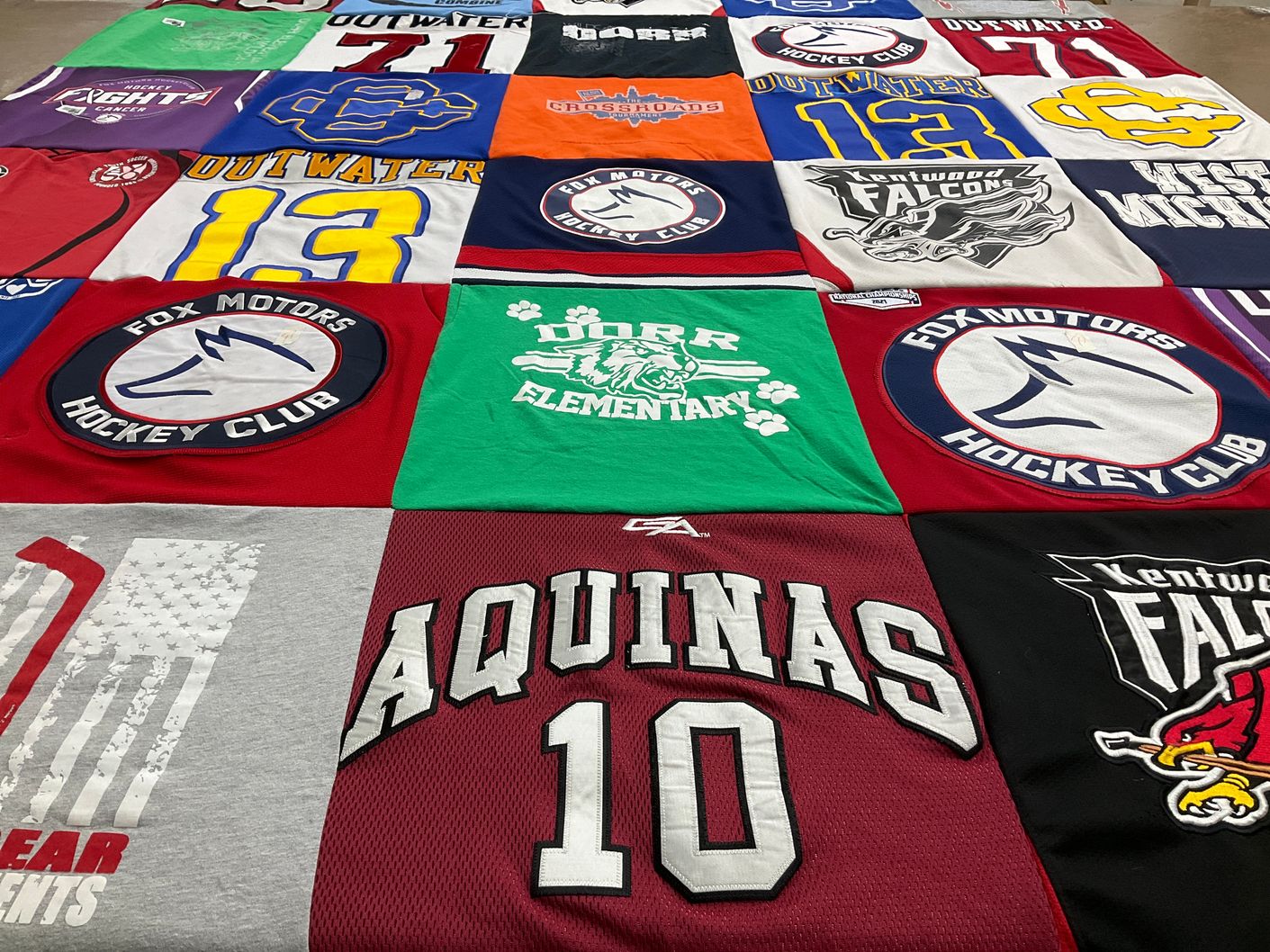 T-shirt quilt featuring wentwood falcons, outwater sports teams by Kristen from MI