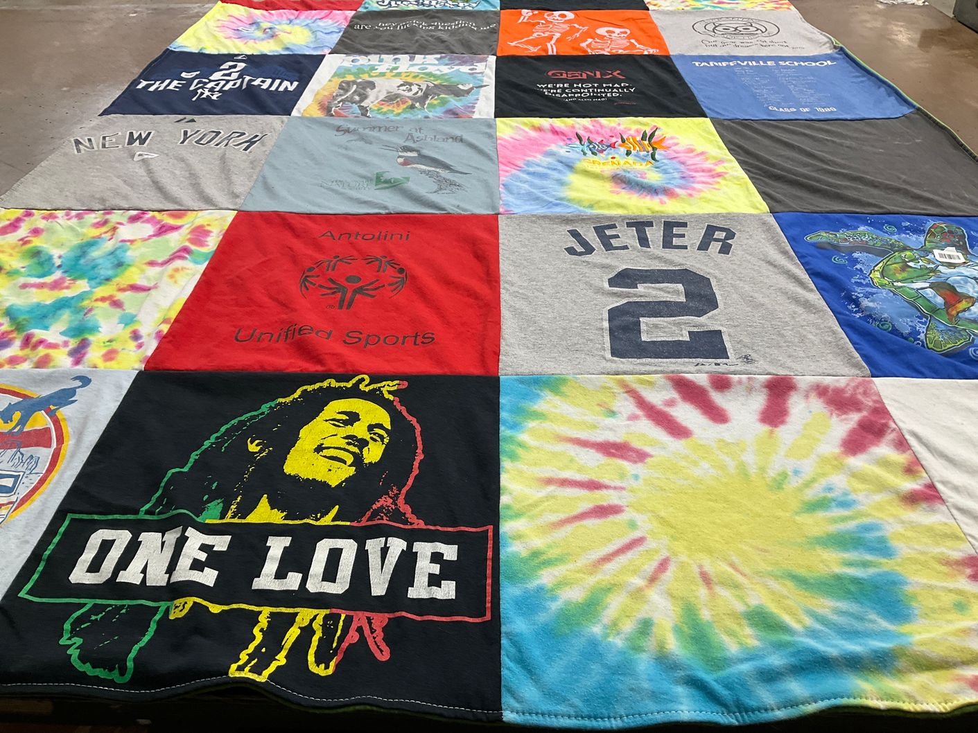 T-shirt quilt from tavernsville school by Holly from CT