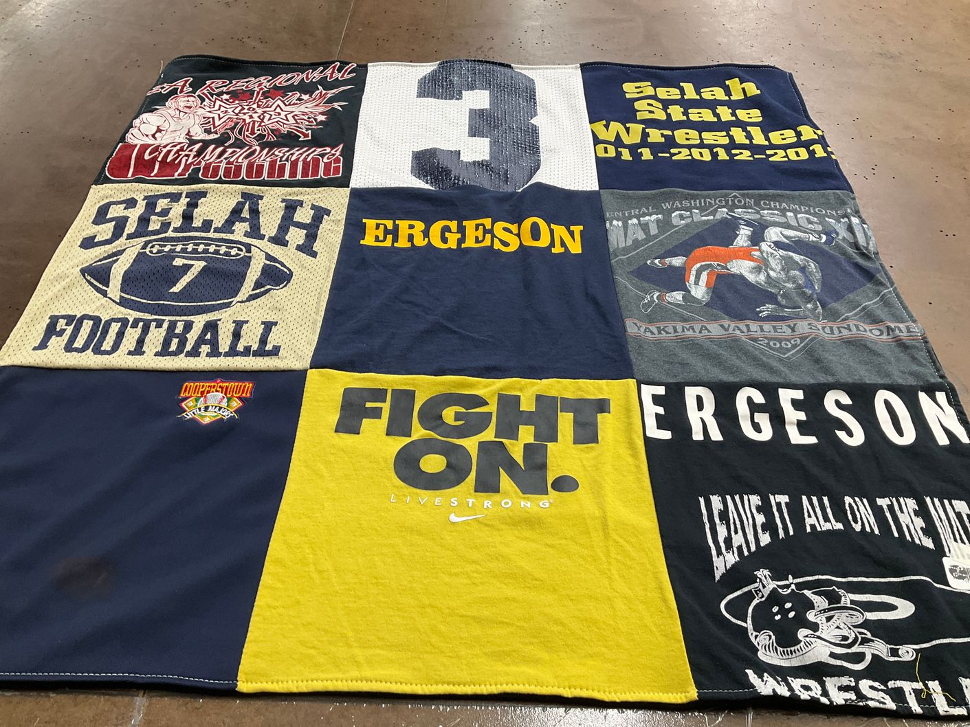 T-shirt quilt featuring selah state wrestling by Amanda from WA