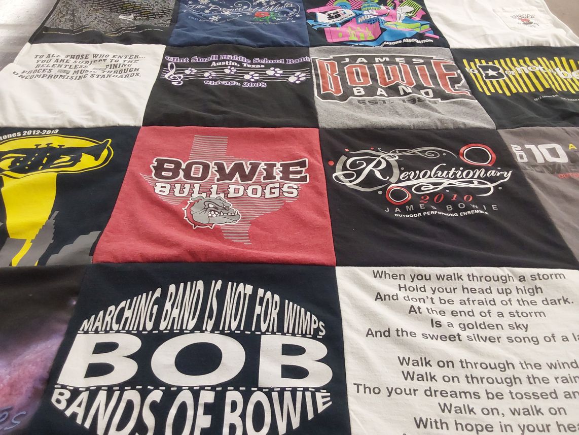 T-shirt quilt from james bowie high school by Michelle from TX
