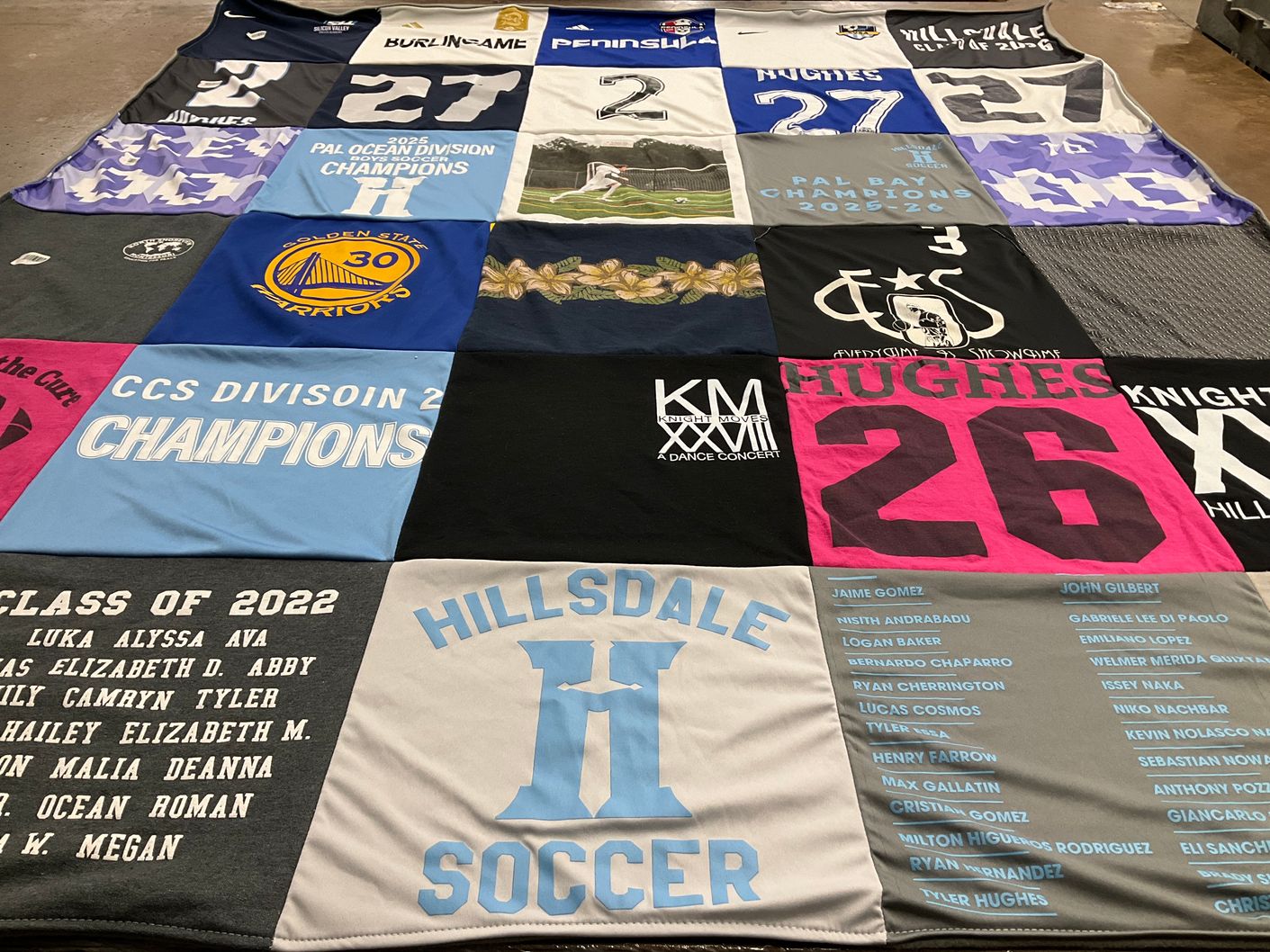 T-shirt quilt featuring hillsdale high school soccer, oak grove warriors by Marci from CA