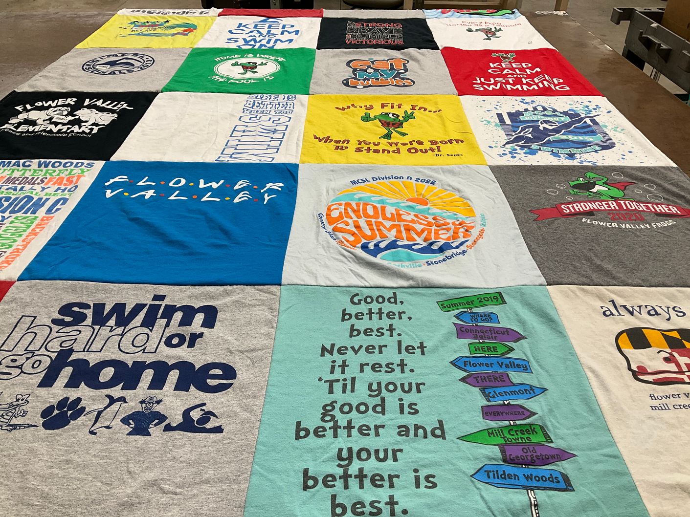 T-shirt quilt from flower valley elementary school by Catherine from MD