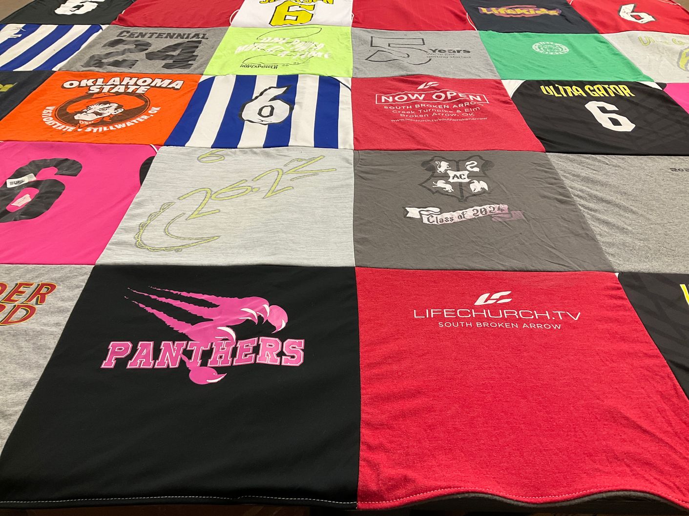T-shirt quilt featuring panthers by Tara from OK