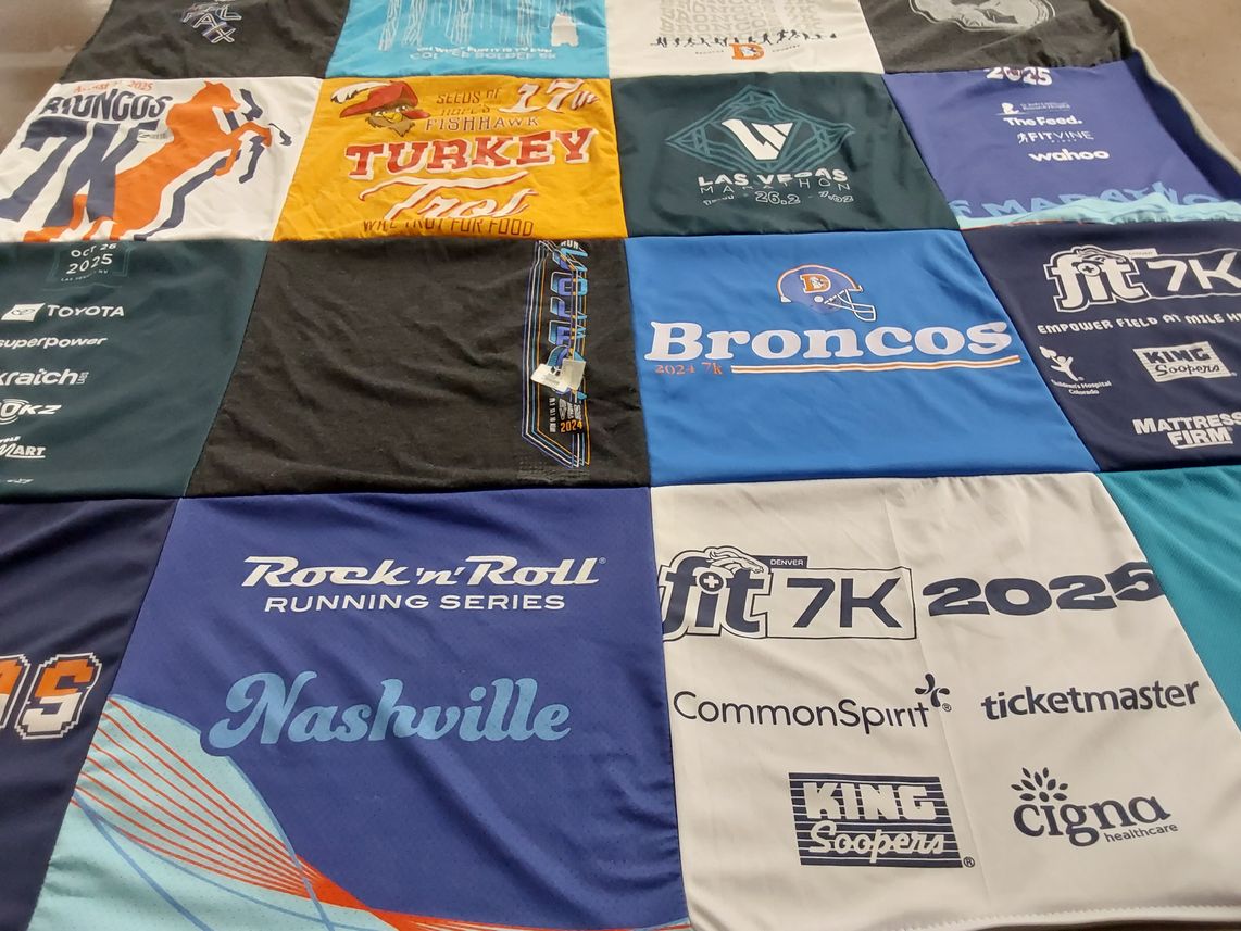 T-shirt quilt featuring denver broncos by Laura from CO