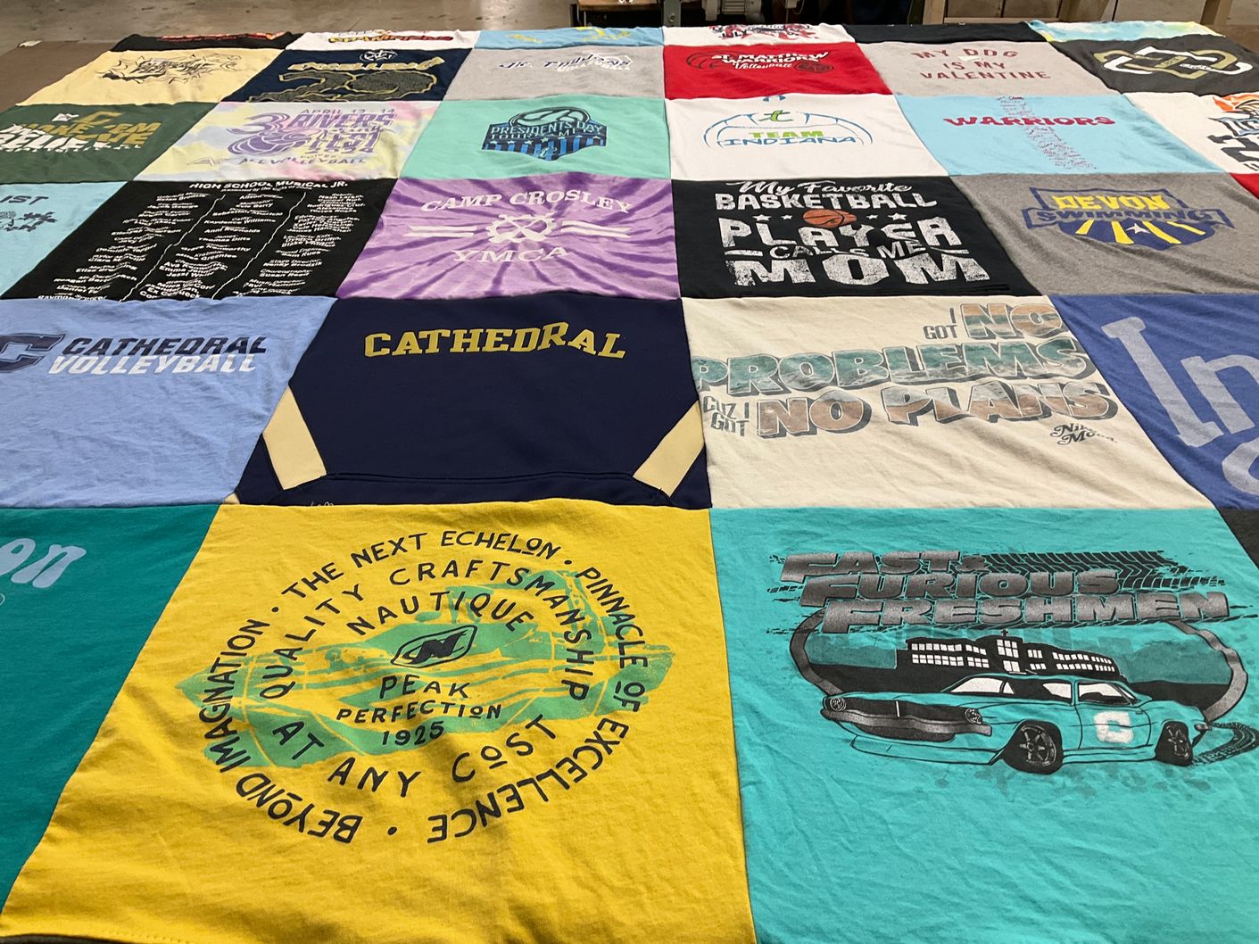 T-shirt quilt featuring cathedral volleyball by Jennifer from IN