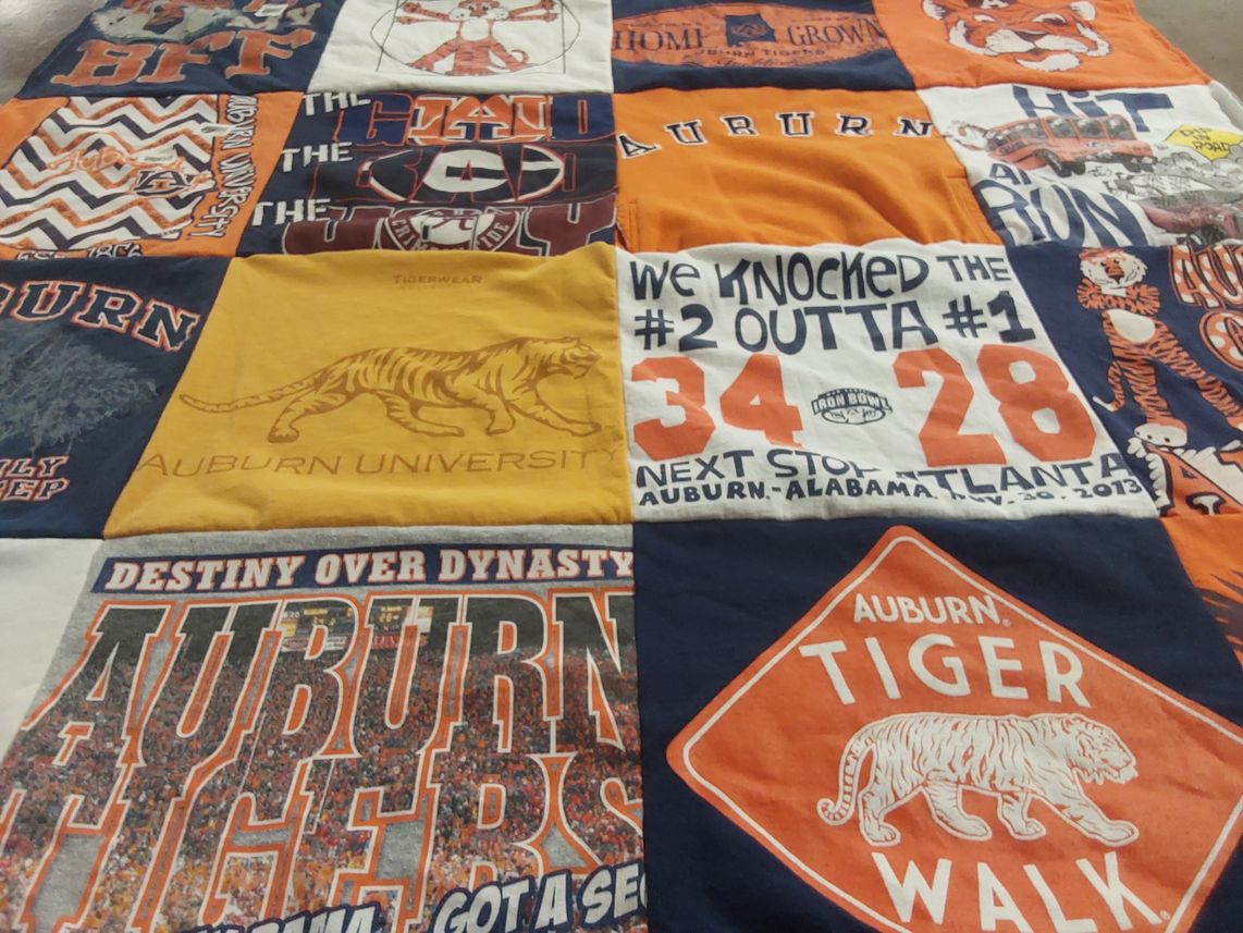 T-shirt quilt featuring auburn tigers by Jana from AL