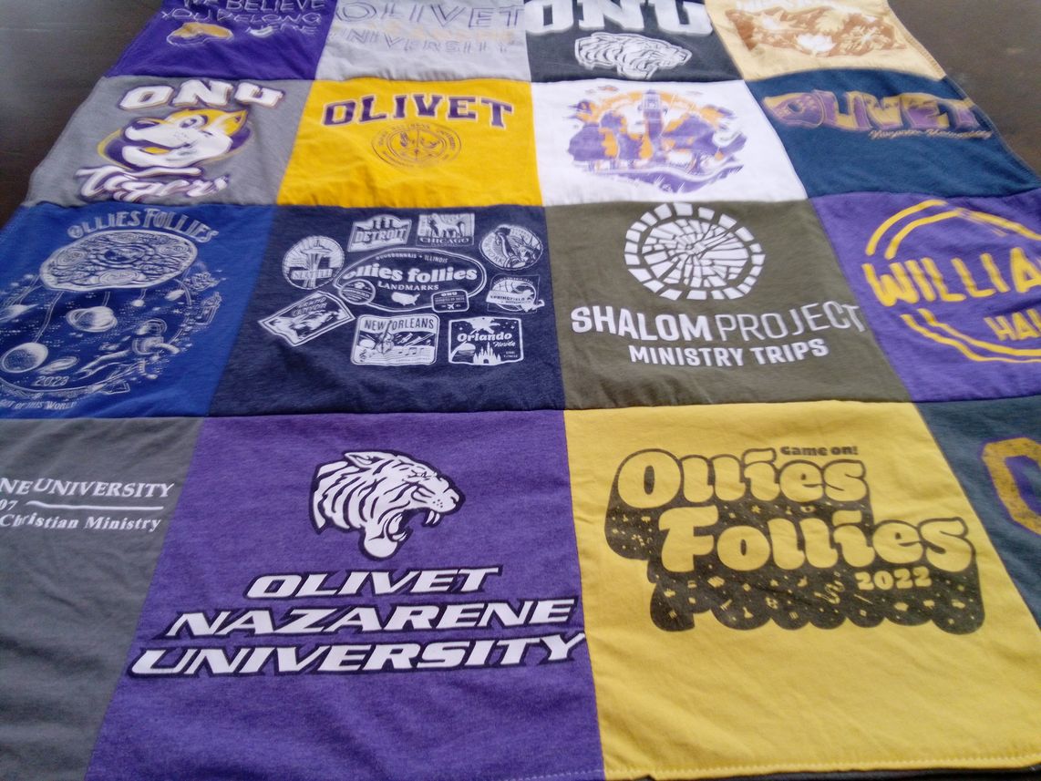 T-shirt quilt featuring olivet nazarene university by Leigha from MI