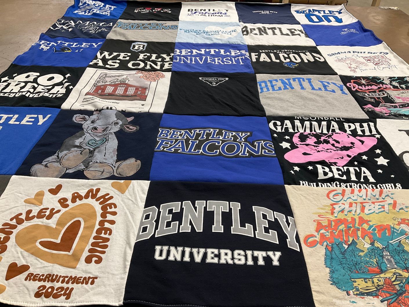 T-shirt quilt featuring bentley falcons by Kiley from MA