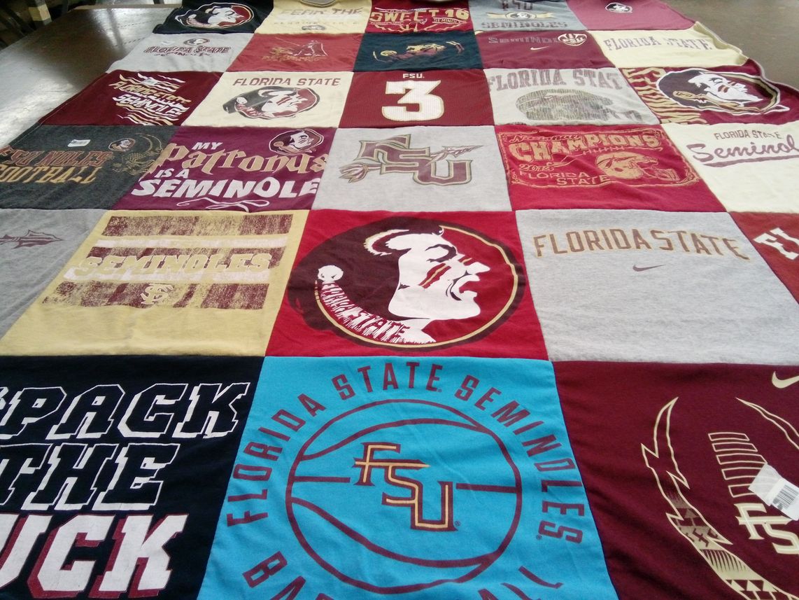 T-shirt quilt featuring florida state university seminoles by Robert from FL