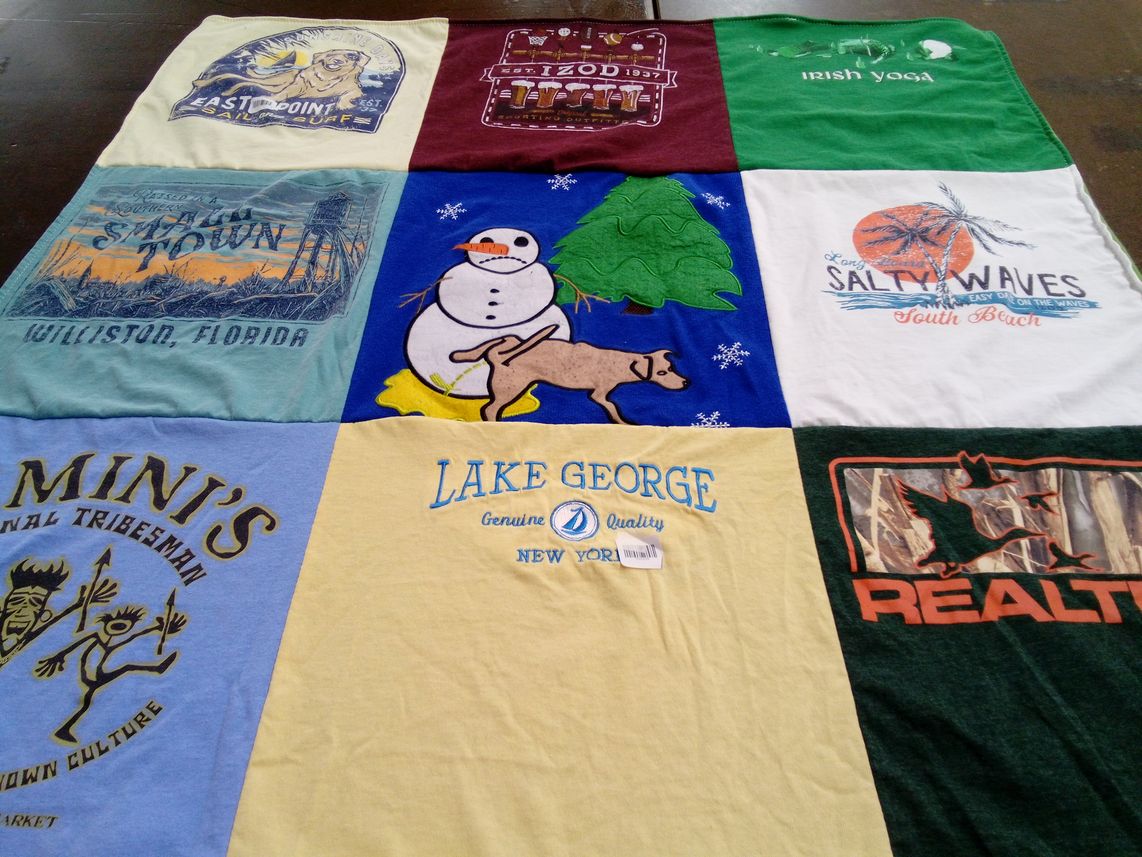 T-shirt quilt with beach, outdoors themes by Wendy from NY