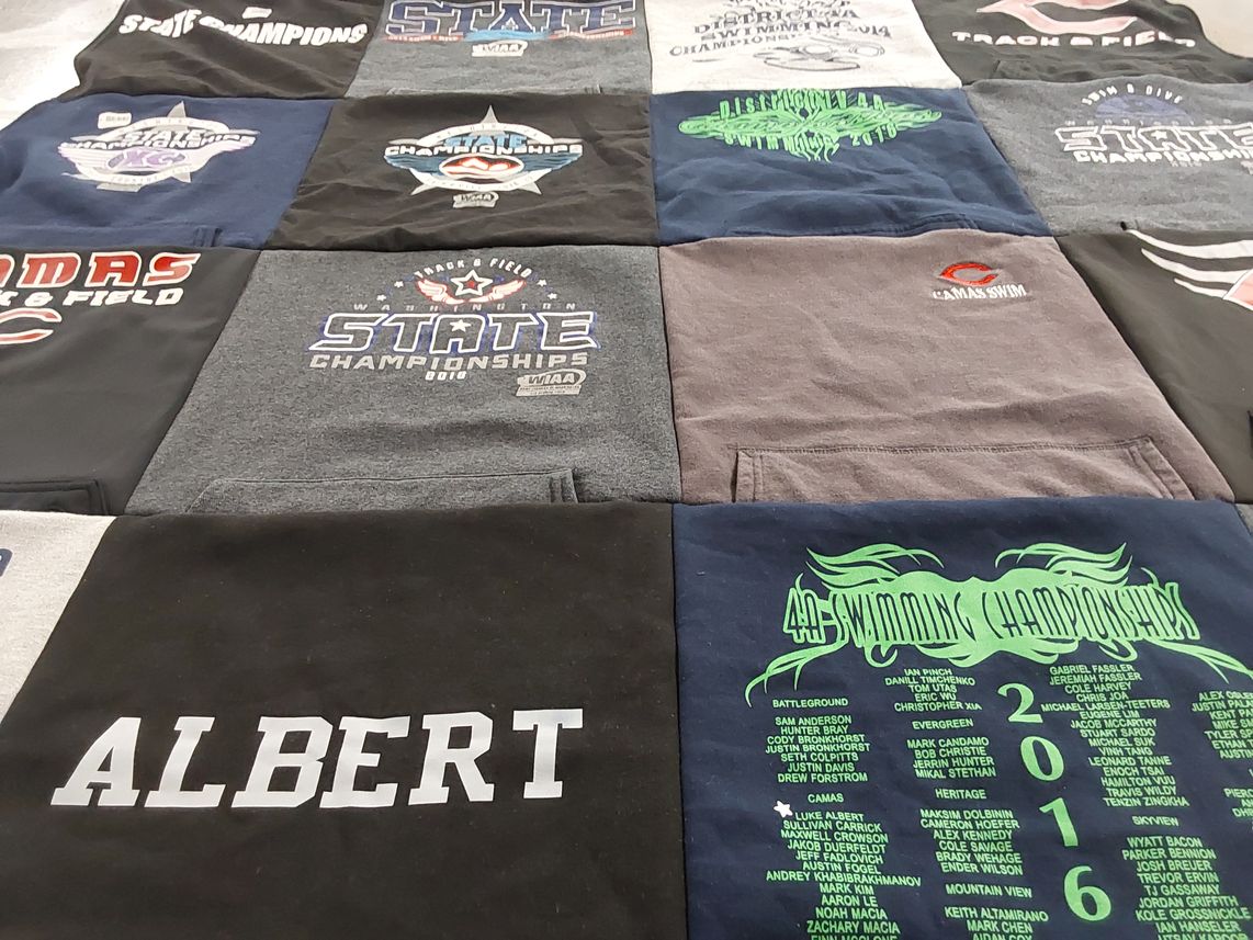 T-shirt quilt featuring camas swim team by Tonia from WA